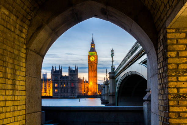 istock Big Ben and Westminster Bridge at sunset, London, UK 692533044
