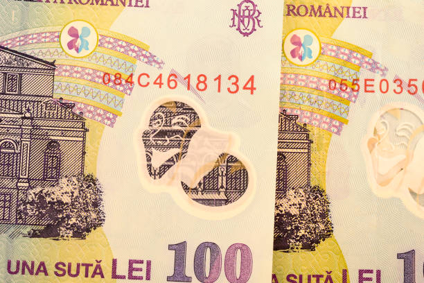 istock Close up Romanian currency note, LEI or LEU, Romania 692533488