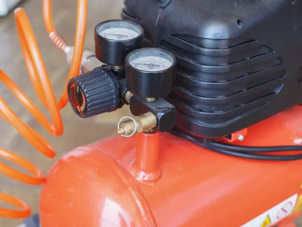 detail of air compressor instrument for compressed air