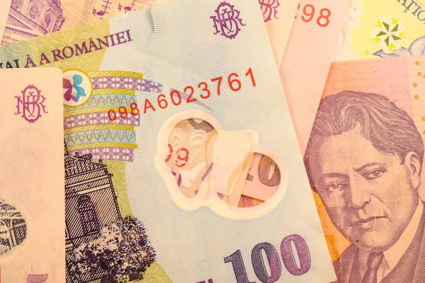 istock Close up Romanian currency note, LEI or LEU, Romania 692549478