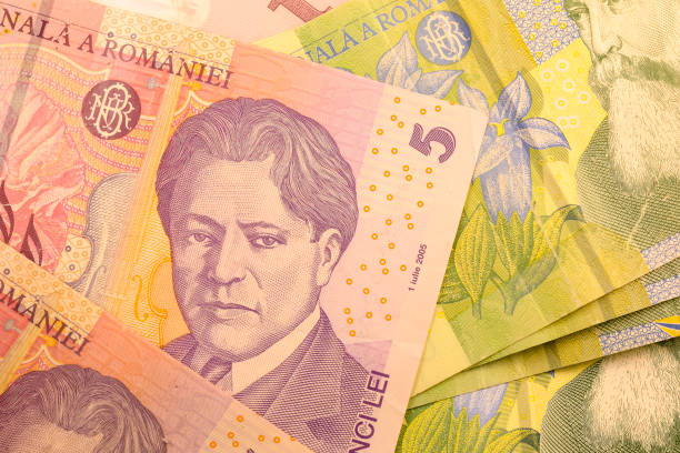 istock Close up Romanian currency note, LEI or LEU, Romania 692549502