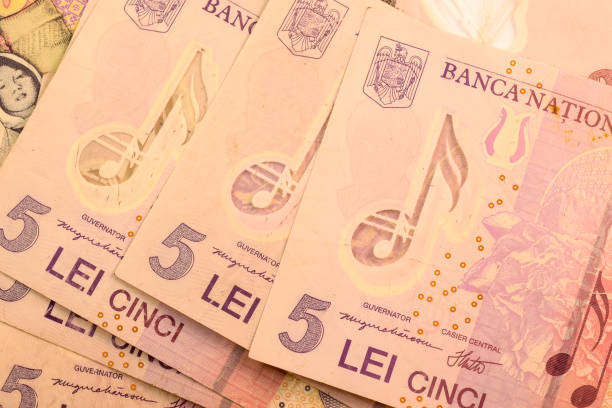 istock Close up Romanian currency note, LEI or LEU, Romania 692552276