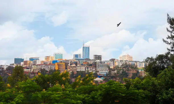 View of Kigali business district with offices, towers and residential homes.