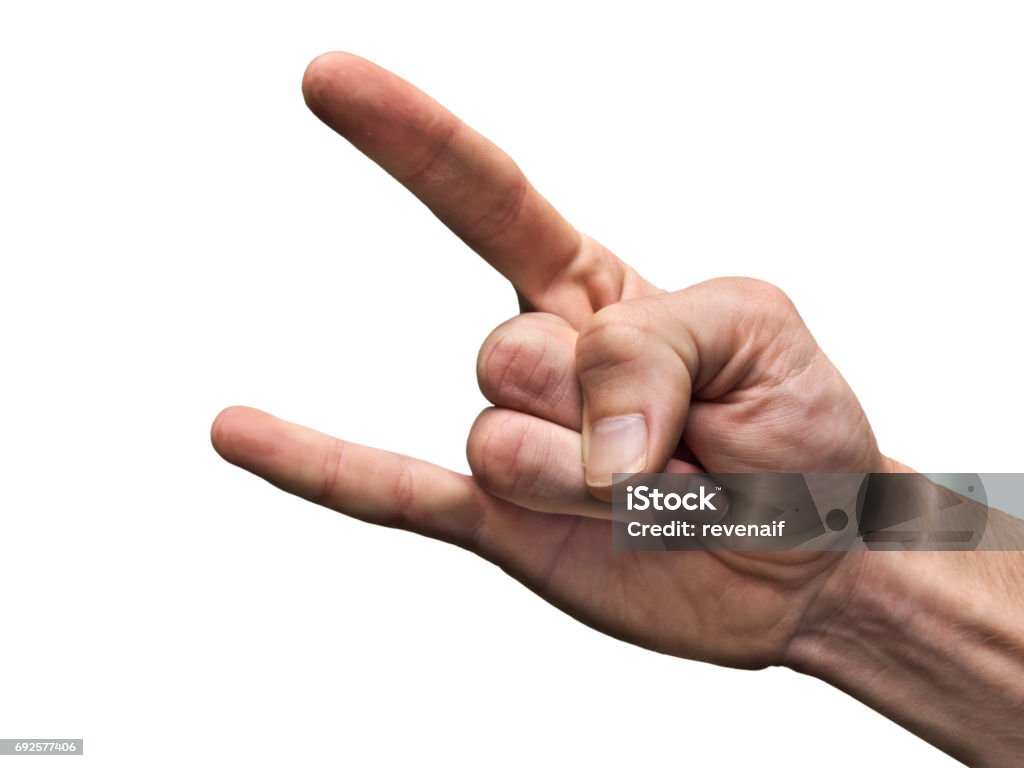 Sign of the Horns, Hand (Mano Cornuta) Sign of the Horns, Hand (Mano Cornuta). Hand gesture signal. Known symbol and sign. Horn Sign Stock Photo