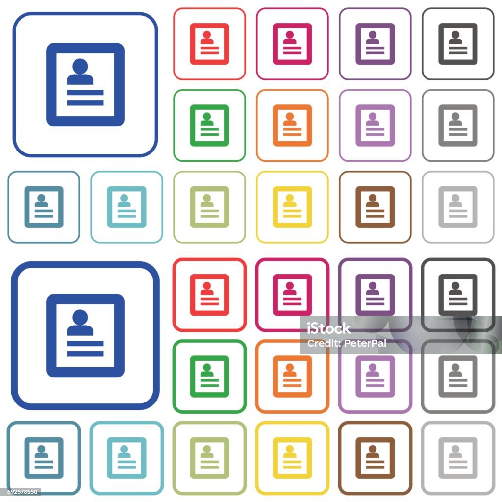 User profile outlined flat color icons User profile color flat icons in rounded square frames. Thin and thick versions included. Applying stock vector