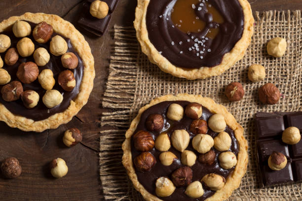 istock Chocolate and caramel tarts 692589966