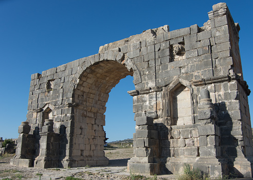 Triumphal arch in roman town Volubilis, Morocco