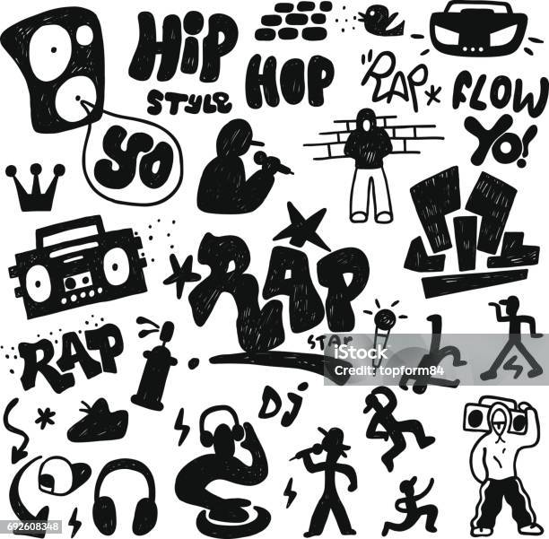 Rap Doodle Set Stock Illustration - Download Image Now - Graffiti, Rap, Cartoon