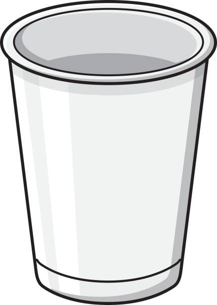 шаблон чашки белой бумаги - can disposable cup blank container stock illustrations