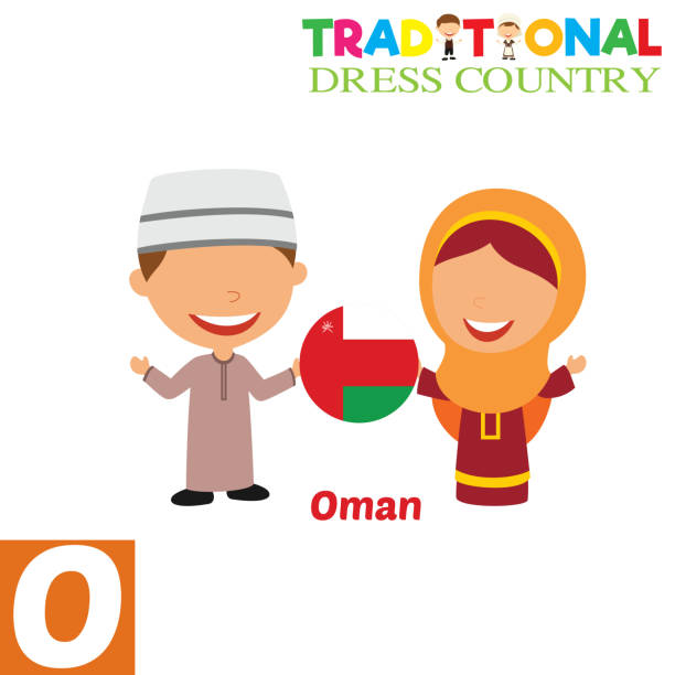 Traditional Dress Country Alphabet Traditional Dress Country Alphabet Vector Illustration. O Letter Vector Design oman cartoon stock illustrations