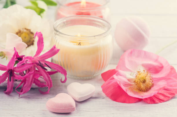 istock Bath bombs on old wooden background 692617934
