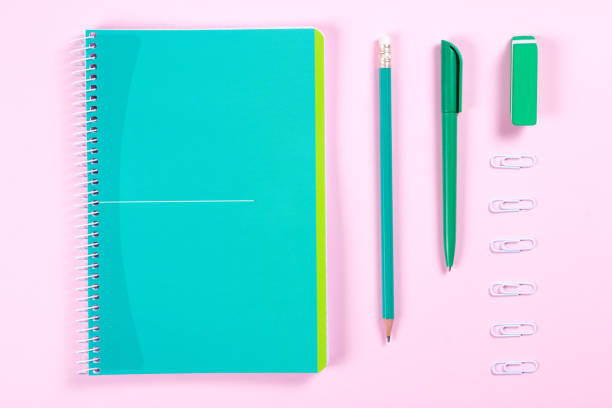 istock flat lay with various school supplies on colorful surface 692618230