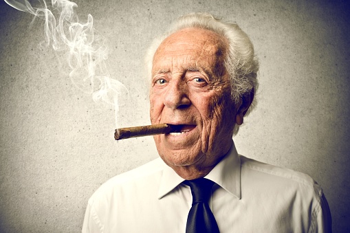 Portrait of a smoking ,old man