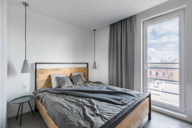 istock Gray and white bedroom 692650342