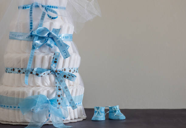 istock Diaper Cake A multi leveled diaper cake for a baby shower. 692658284