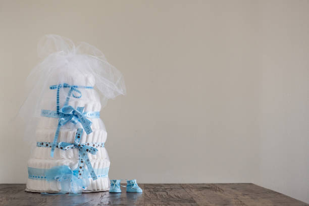Diaper Cake A multi leveled diaper cake for a baby shower.