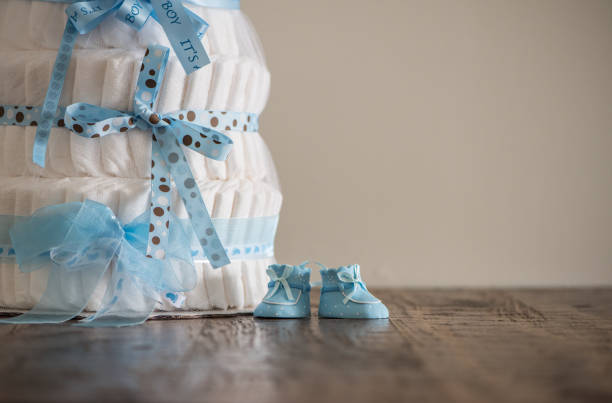 istock Diaper Cake A multi leveled diaper cake for a baby shower. 692660612