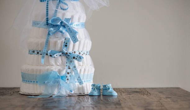 istock Diaper Cake A multi leveled diaper cake for a baby shower. 692660706