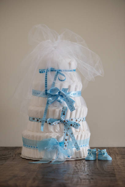istock Diaper Cake A multi leveled diaper cake for a baby shower. 692660764