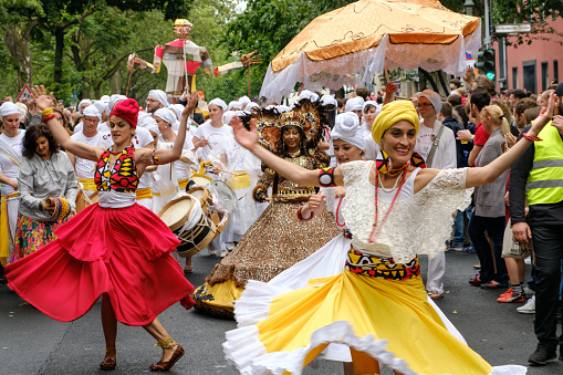 Berlin, Germany - june 04, 2017: People on Karneval der Kulturen ( Carnival of  Cultures) in Berlin, Germany.