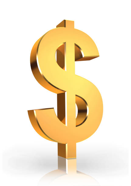 istock Golden dollar symbol on white 692664456