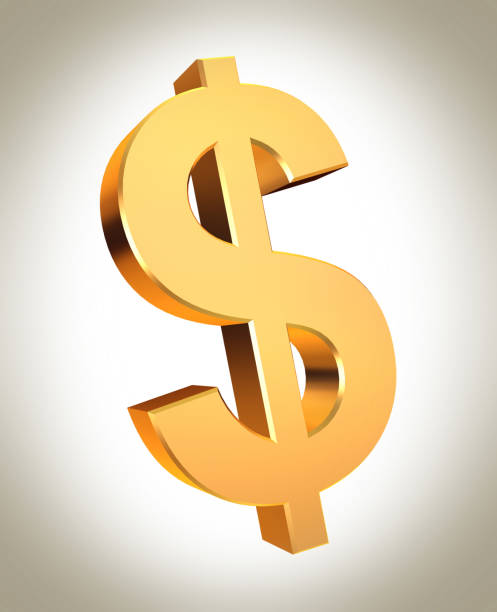 istock Golden dollar symbol on gray-white gradient background 692664630