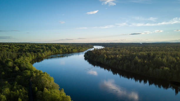 istock Aerial Nature Landscape Flying over River at Sunset 692667268