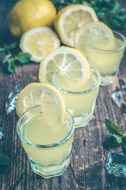 istock Italian traditional liqueur limoncello with lemon 692670626