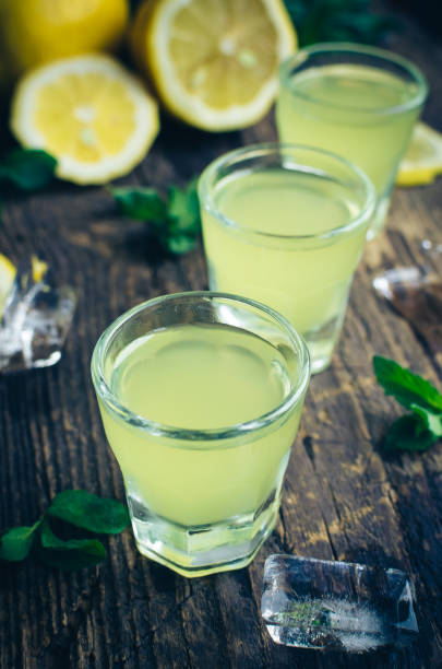 istock Italian traditional liqueur limoncello with lemon 692670634