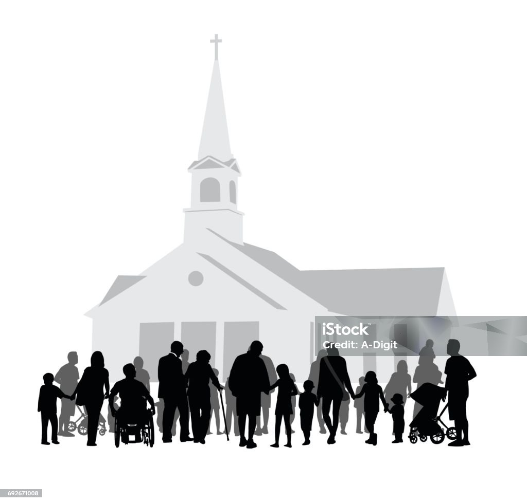 Church Community Gathering Silhouette vector illustration Church stock vector