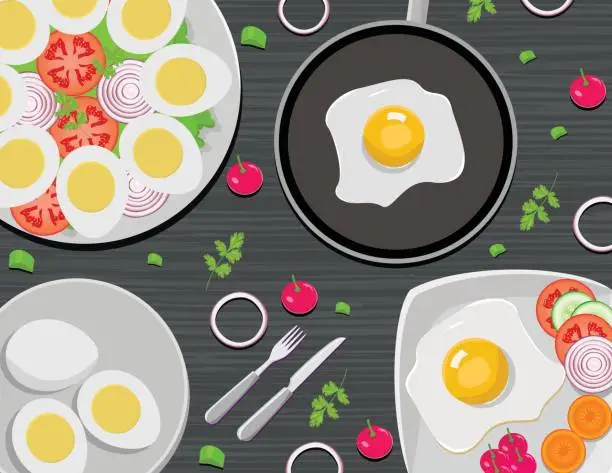 Vector illustration of Boiled Egg  Presentation