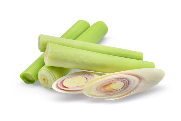 slice of fresh Lemongrass isolated on white background