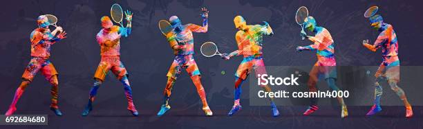 Abstract Tennis Player Stock Photo - Download Image Now - Tennis, Wimbledon, Jumping