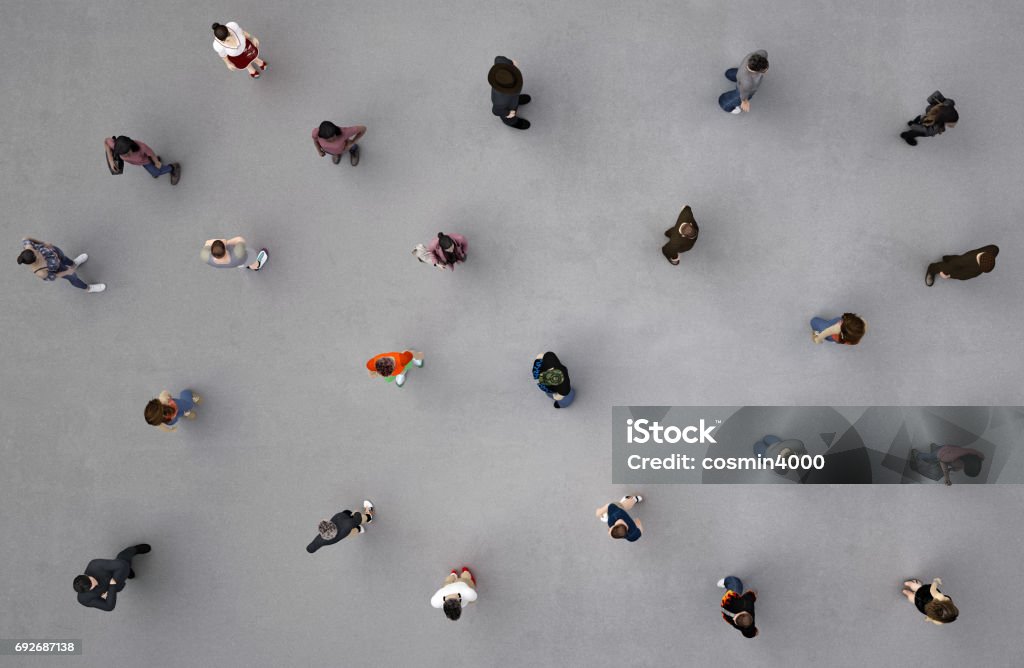 people viewed from above people viewed from above; 3d render Crowd of People Stock Photo