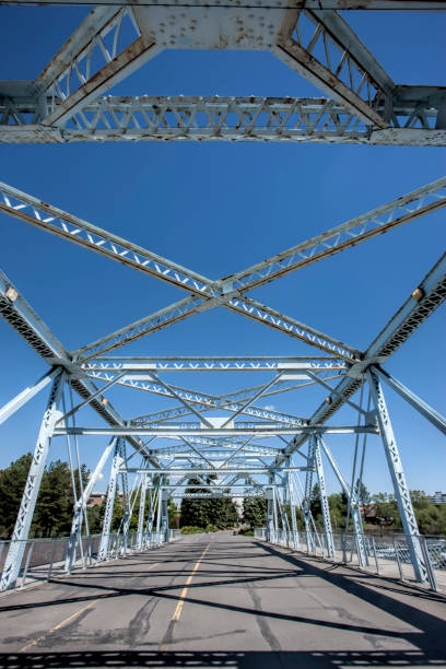 Steel beams of a bridge.
