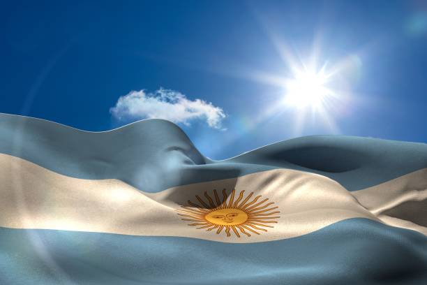 istock Argentina national flag under sunny sky 692690884