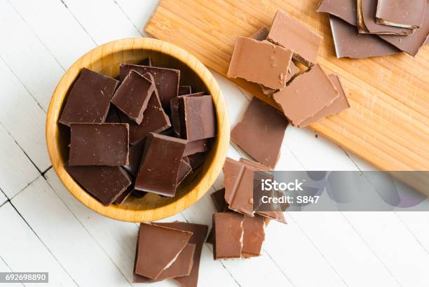 Chocolate Stock Photo - Download Image Now - Bowl, Chocolate Bar, Above