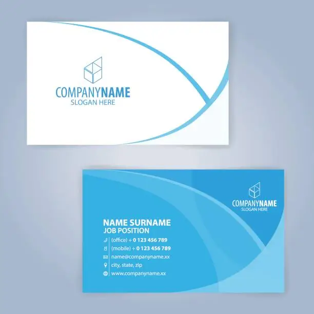 Vector illustration of Blue and white modern business card template