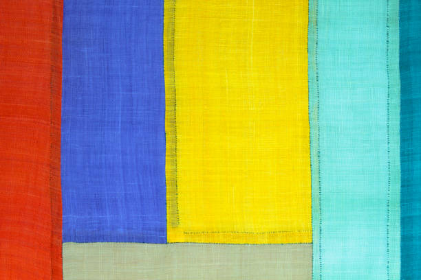 istock Patchwork background of ramie fabric stitched by hand. 692713826