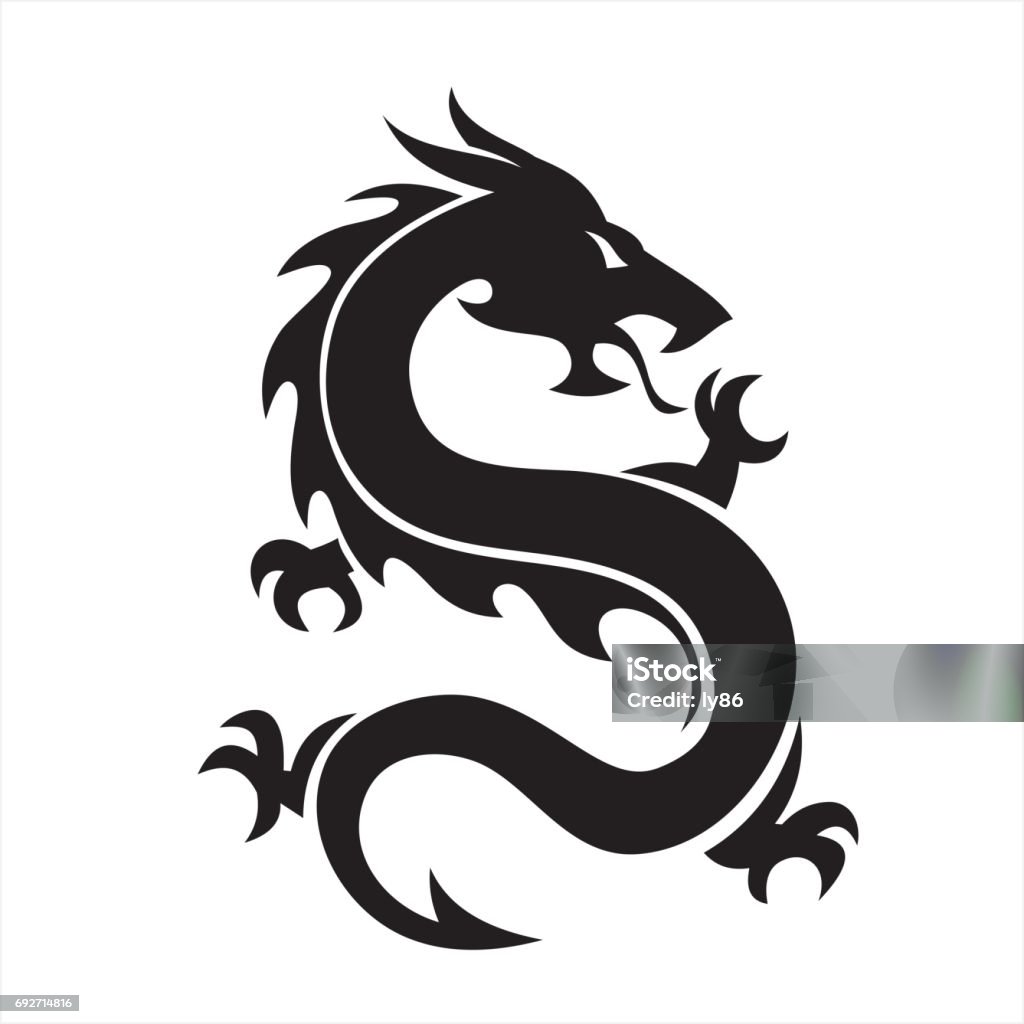 Dragon Reverse Icon Dragon Stock Illustration - Download Image Now - Dragon, Animal ...