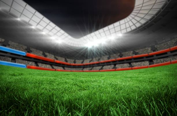 istock Football pitch in large stadium 692717304