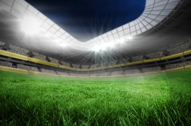 istock Football pitch in large stadium 692717344