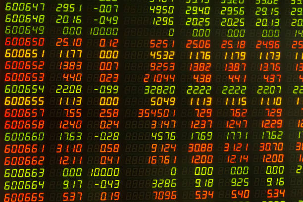 istock Electronic screen of stock data numbers 692717980