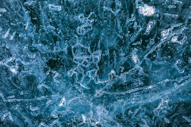 sfondo di ghiaccio blu cristallo - frost ice crystal winter macro foto e immagini stock