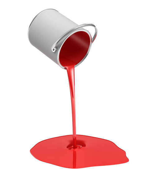 istock 3d rendering of a red paint bucket overturned with paint leaking out into a puddle isolated on white background 692725196