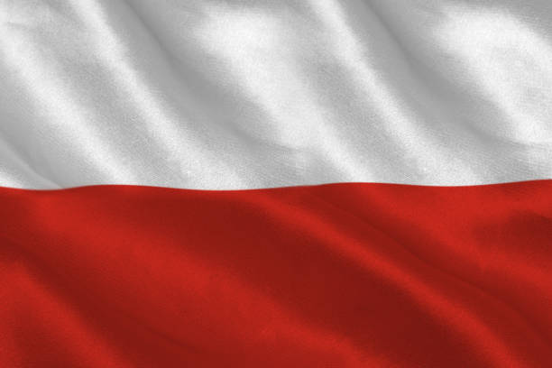 цифровой порожденный польский флаг рябь - polish flag стоковые фото и изображения