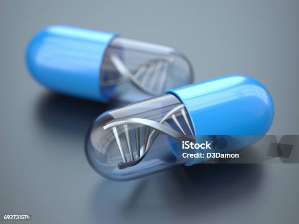 Concepto De Medicina Foto de stock y más banco de imágenes de ADN - ADN, Cápsula, Píldoras