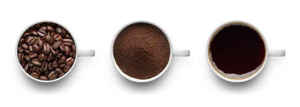 istock Coffee beans, ground coffee and cup of black coffee 692731978