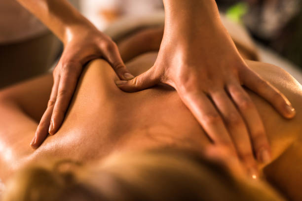 istock Close up of back massage at the spa. 692755738