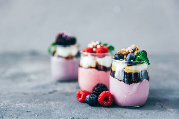 fresh black forest cherry dessert in a glass